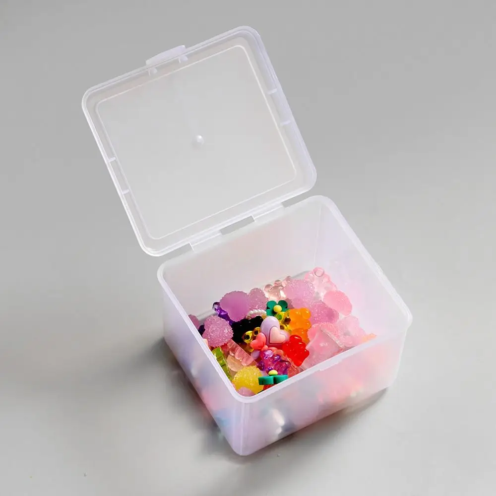 1Pcs with Lid Storage Box Rectangular Shape Multi-purpose Storage Case Clear Plastic Small Thing Container