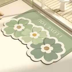 VIKAMA 1PC Simple Bathroom Diatom Mud Floor Mat Toilet Absorbent Non-Slip Mat Home Entry Door Carpet Entry Door Soft Floor Mat