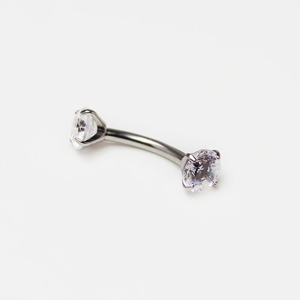 F136 Titanium Eyebrow Piercing with Cubic Zirconia