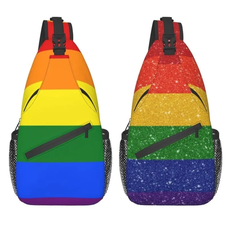 

Cool Gay Pride LGBT Rainbow Flag Sling Bags for Traveling Men LGBTQ Lesbian Chest Crossbody Backpack Shoulder Daypack