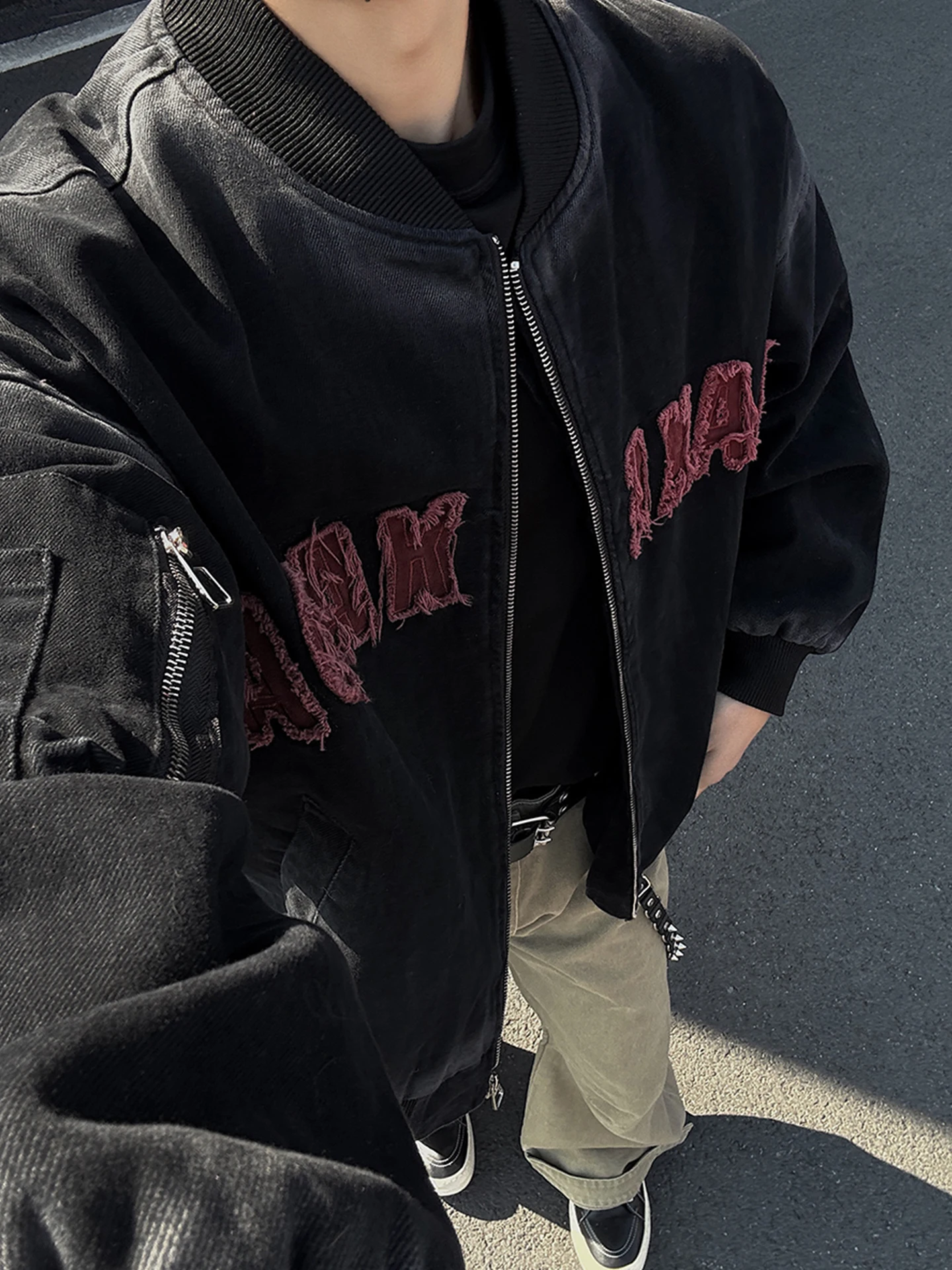 

Американская ретро-куртка-бомбер с эффектом тай-дай для мужчин, свободного кроя, повседневная, модная осенняя одежда для подростков