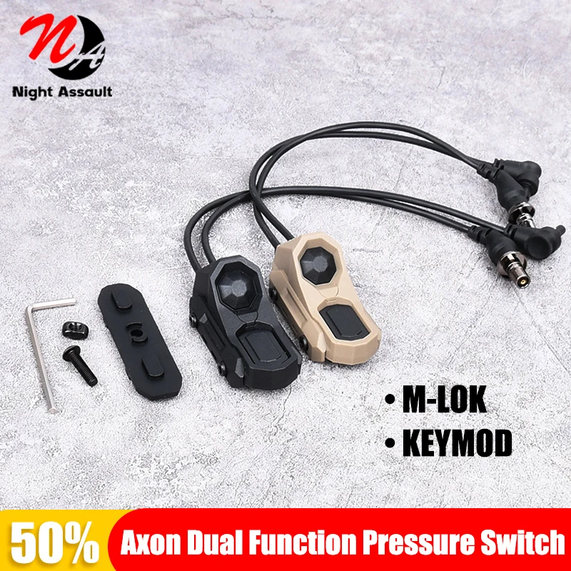 

Airsoft Axon Tactical Dual Function Pressure Remote Switch Tail For PEQ15 DBAL-A2 M300 M600 Flashlight SF/2.5/3.5/CRANE PLUG