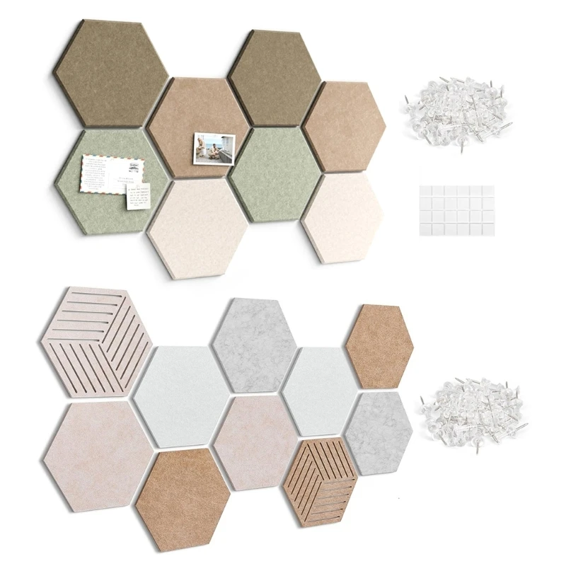 Hexagon Cork Board Wall Decoration Felt Board with Pushpin And Adhesive for Home 3XUF