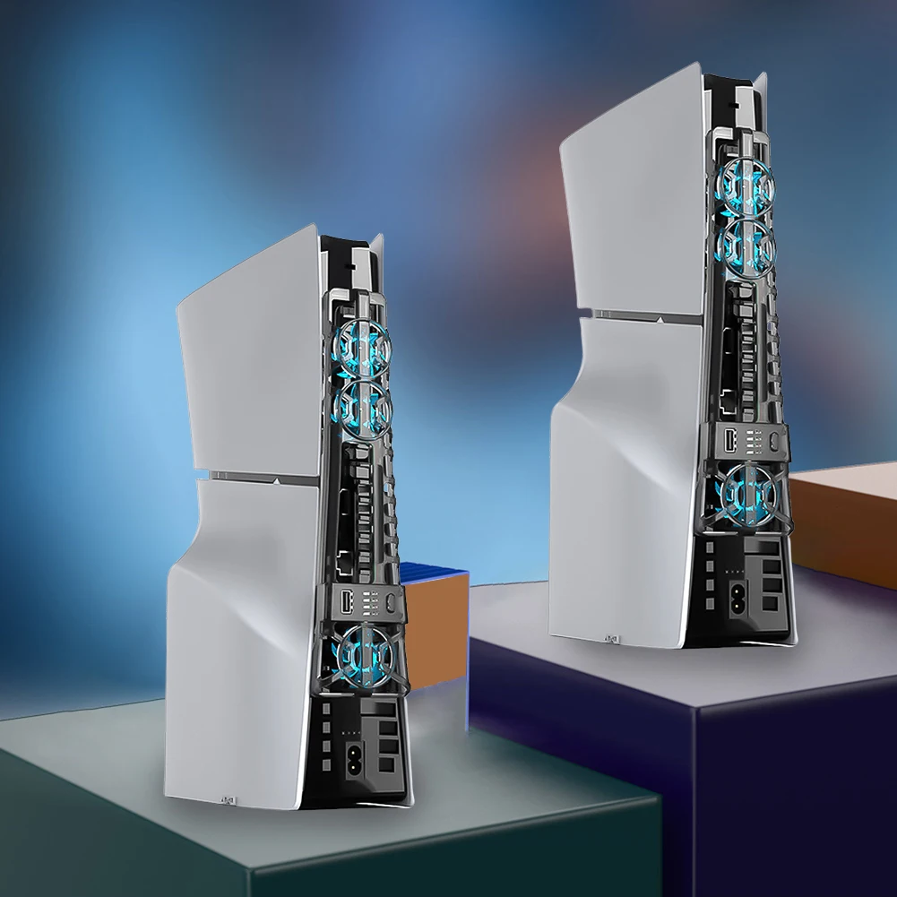 مروحة تبريد للقرص النحيف PS5 ، الإصدار الرقمي ، نظام تبريد فعال مع ضوء LED ، مروحة تبريد للألعاب