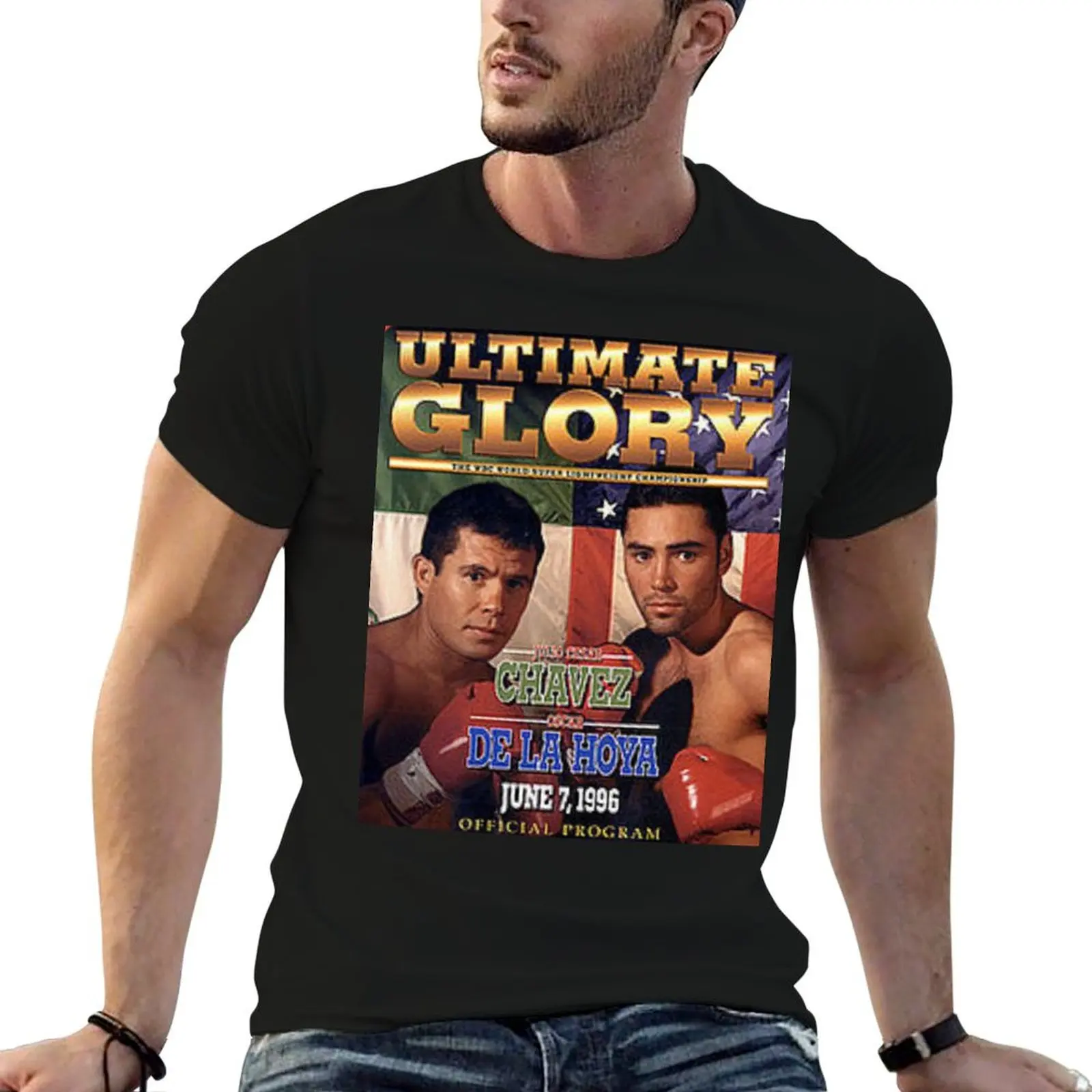 Camiseta CHAVEZ VS DE LA HOYA MOCK, camisetas de algodón para hombre, camiseta gráfica de diseñador para hombre