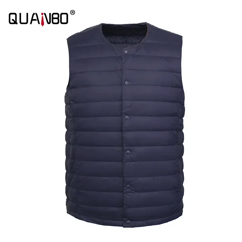 Men Autumn Winter Warm Sleeveless Line Puffer Jacket 2023 New V-neck Slim Ultra Lightweight Packable Men's Down Vest Coats