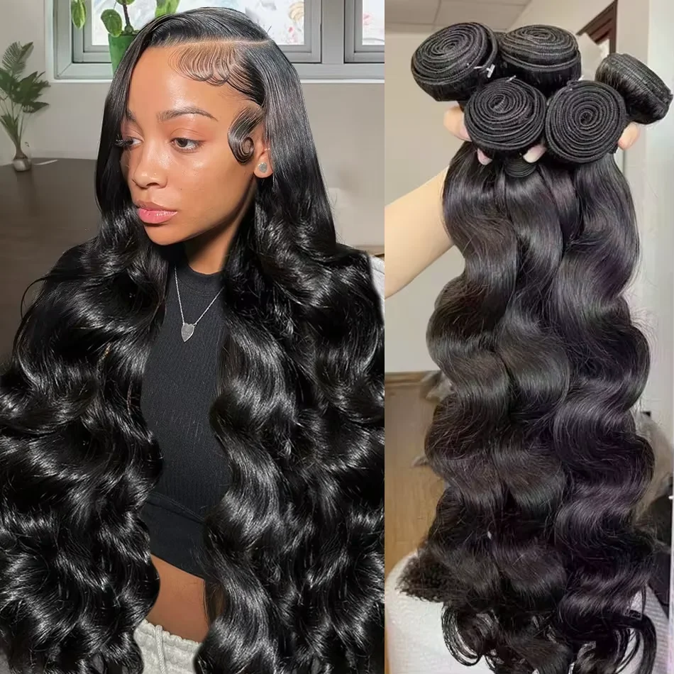 

Пучки объемных волн, человеческие волосы 4/5/6 пучков, 100% человеческие волосы, натуральный черный цвет, бразильские пучки натурального плетения, наращивание волос