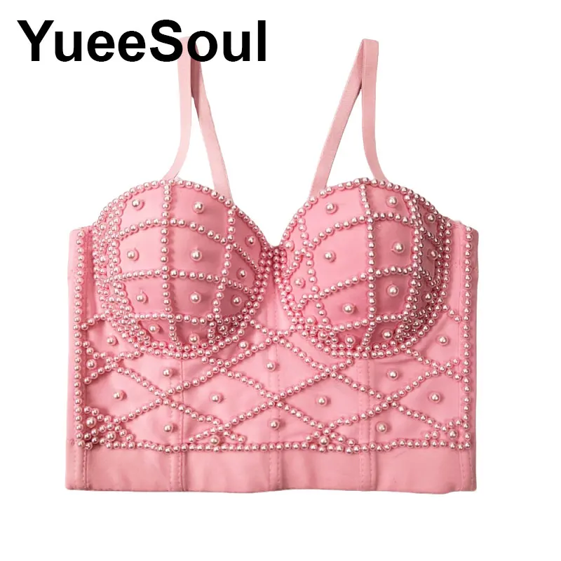 Pink Women Corset Tops 2026 Sequined Flowers Diamond Sexy Crop Tops 2000s Y2K Aesthetic Sweet Cute Party Bustier Woman Clothing view 2