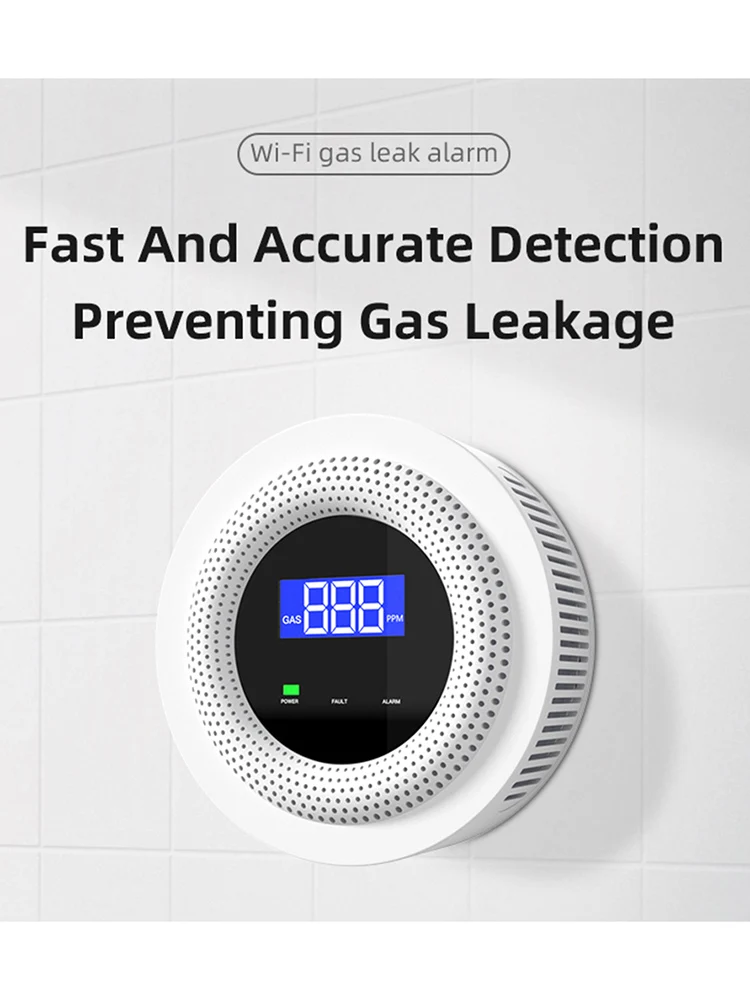 Tuya المنزل إنذار الغاز استشعار تسرب الغاز شاشة ديجيتال مع استشعار درجة الحرارة واي فاي كاشف الغاز الطبيعي لغاز البترول المسال الغاز الحيوي الميثان #4
