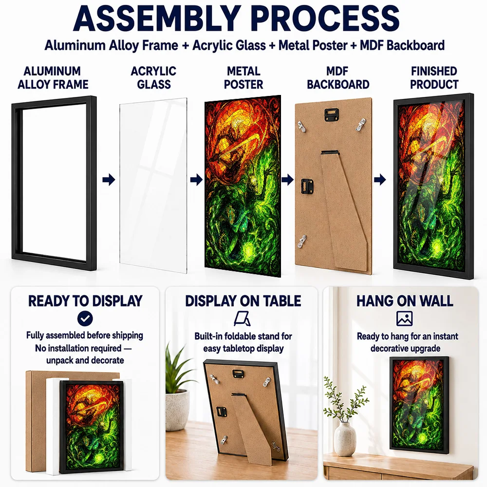 Slay The Spire II Metal Poster With Aluminum Alloy Frame Personalized Stained Glass Inspired Wall Art For Entertainment Room