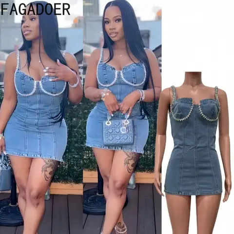 12 best sales denim- och diamantklänning - №2