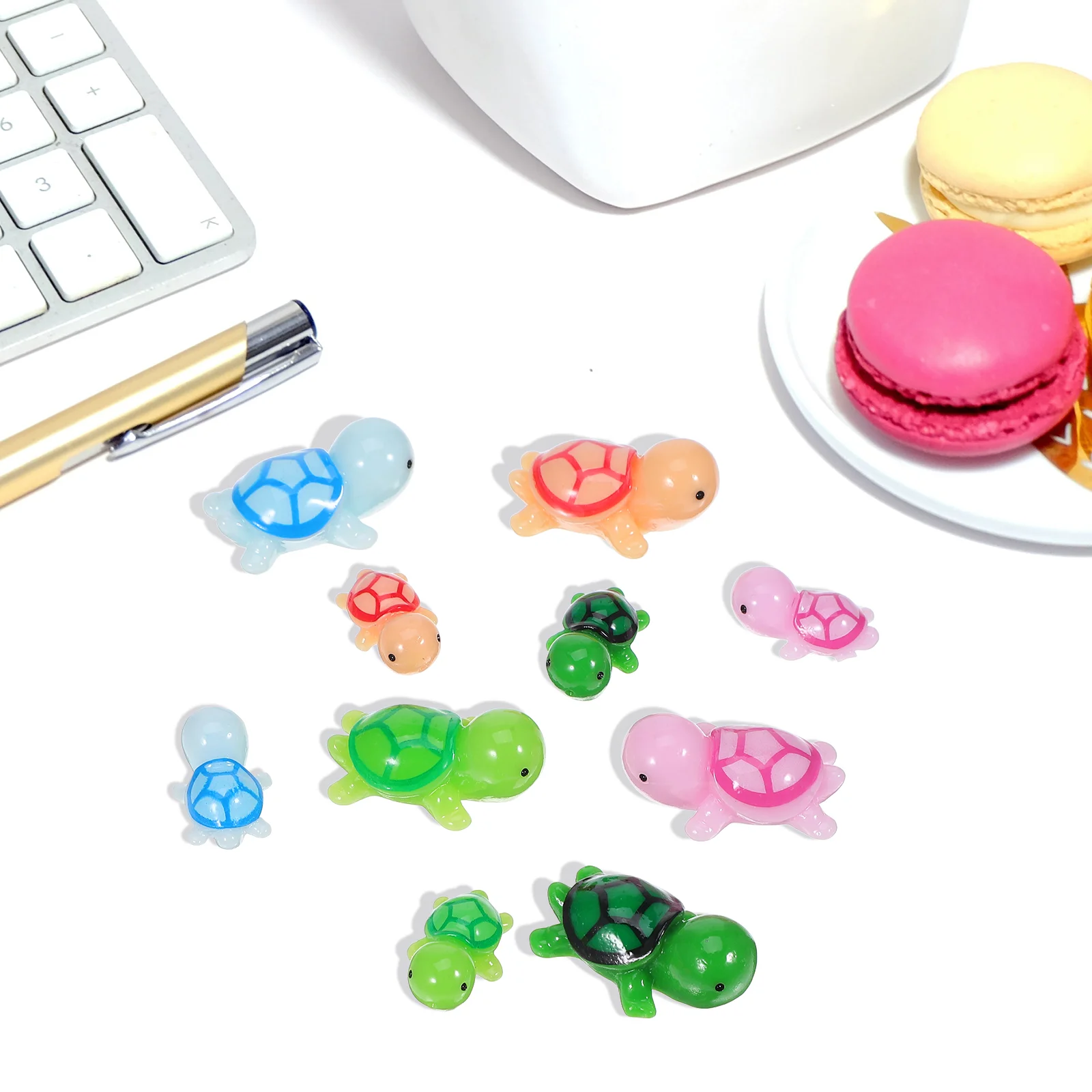 100 Pcs Turtle Ornament Mini Resin Animals Bulk Toys Five Colors Party Favors Miniature Figurines Tiny Figure