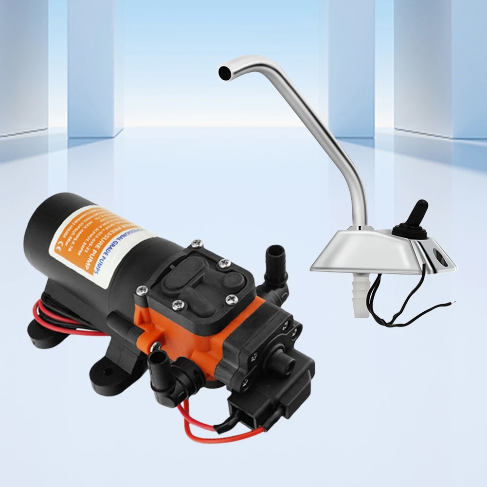 12V Electric Water Pump Self-Priming Galley Faucet Tap 360 Degree Rotation Water Tap Switch for Boat Galley Caravan Motorhome RV