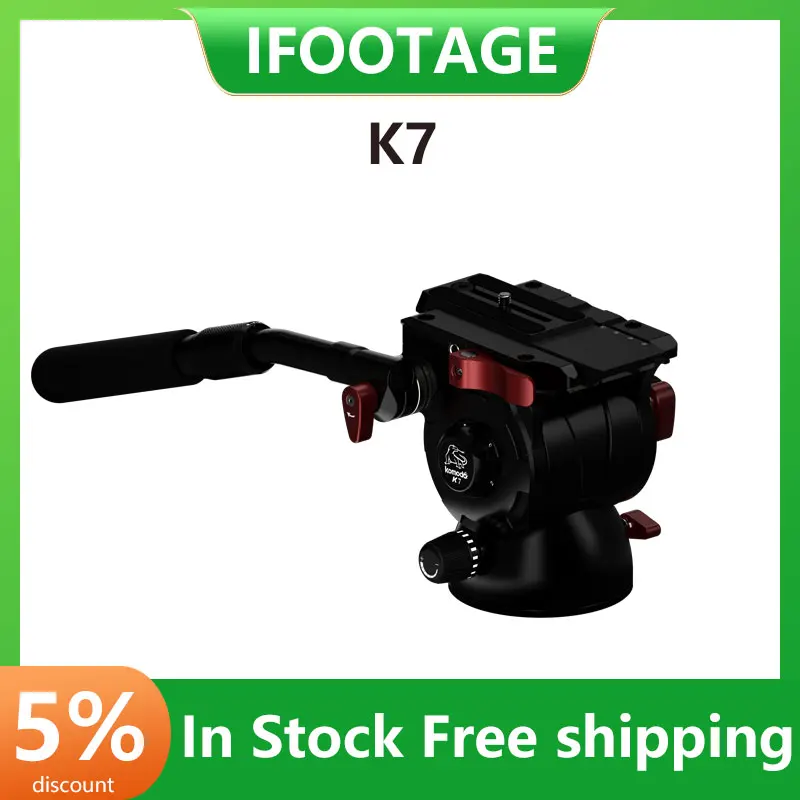 

IFOOTAGE K7 Panoramic Tripod Head Hydraulic Fluid Video Head Payload 7kg with 1/4"; and 3/8"; Screws Sliding Quick Release Plat