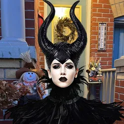 Hot Sale Halloween Party Costume Jolie Cosplay Headpiece Hat -Free Shipping Btrendy Genuine Latex Maleficent Horns Adult Women