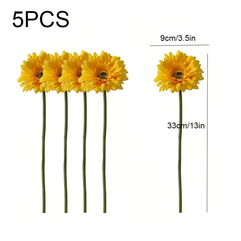 5PCS,Chrysanthemum Small Sunflower Decoration Artificial Sunflower Flower Colorful Silk Daisy Home Flower Arrangement Wedding