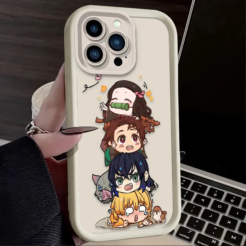 漫画鬼滅の刃マットスマホケース iPhone 16 16E 15 14 13 12 11 Pro Max X XS XS Max XR SE 2020 SE4 7 8 耐衝撃カバー