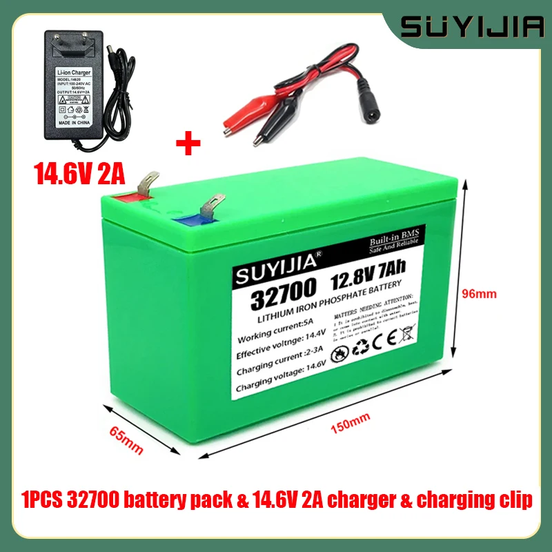 New 32700 Lifepo4 Battery Pack 4S1P 12.8V 7000mAh for Electric Boats and Uninterruptible Power Supplies with 4S 40A Balanced BMS