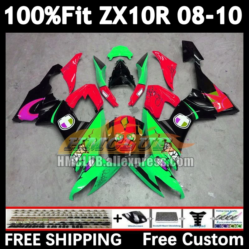 Injection Kit For KAWASAKI NINJA ZX-10R ZX 10R 1000CC 2008 2009 2010 169No.191 ZX1000 ZX 10 R ZX10R 08 09 shark green 10 Fairing