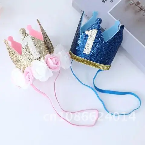 Infant Boy Girl 1 Year Old Number Birthday Caps Flower Crown Children Hair Accessory Birthday Party Baby Shower Decorations