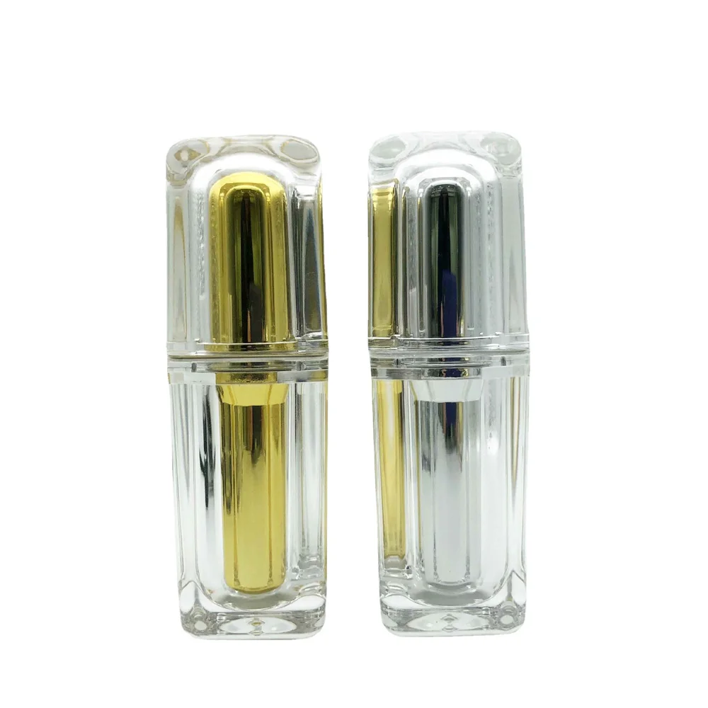 50ml&100ml capacity gold&silver color square shape acrylic material lotion bottle with alumite pump and cap