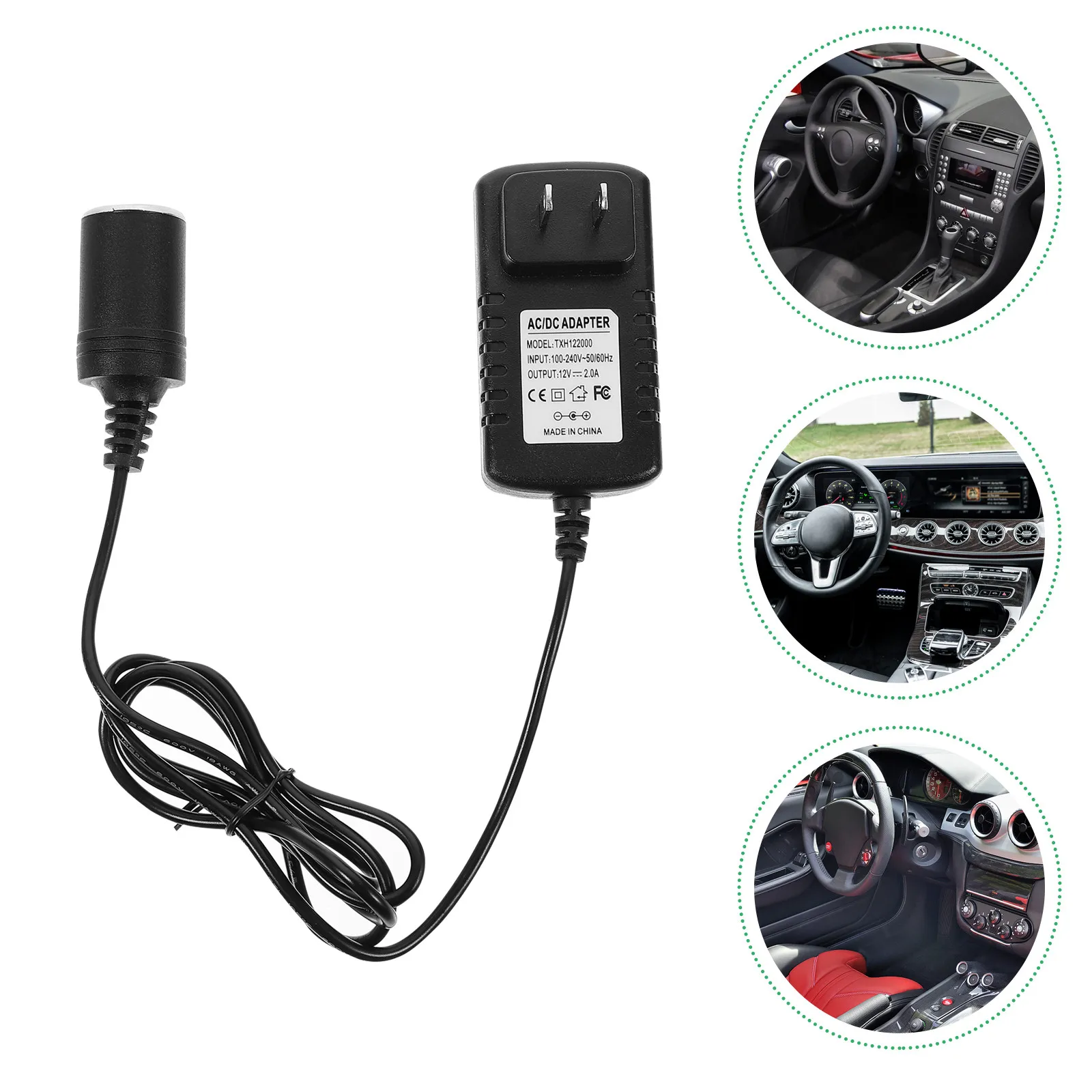 Car Converter 100-240V to 12V Socket Power Adapter Us Plug Vehicle Power Inverter Overload Short Circuit Protection Wide
