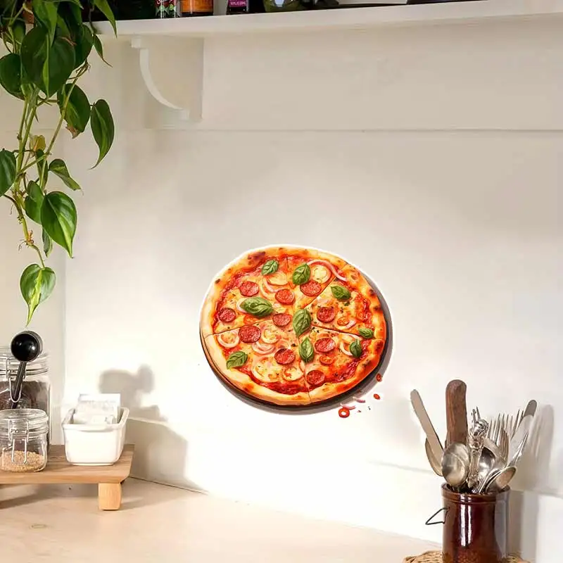 Watercolor Pizza Wall Stickers Kitchen Decoration Dining Room Living Room Cabinet Refrigerator Home Decoration Decals S603