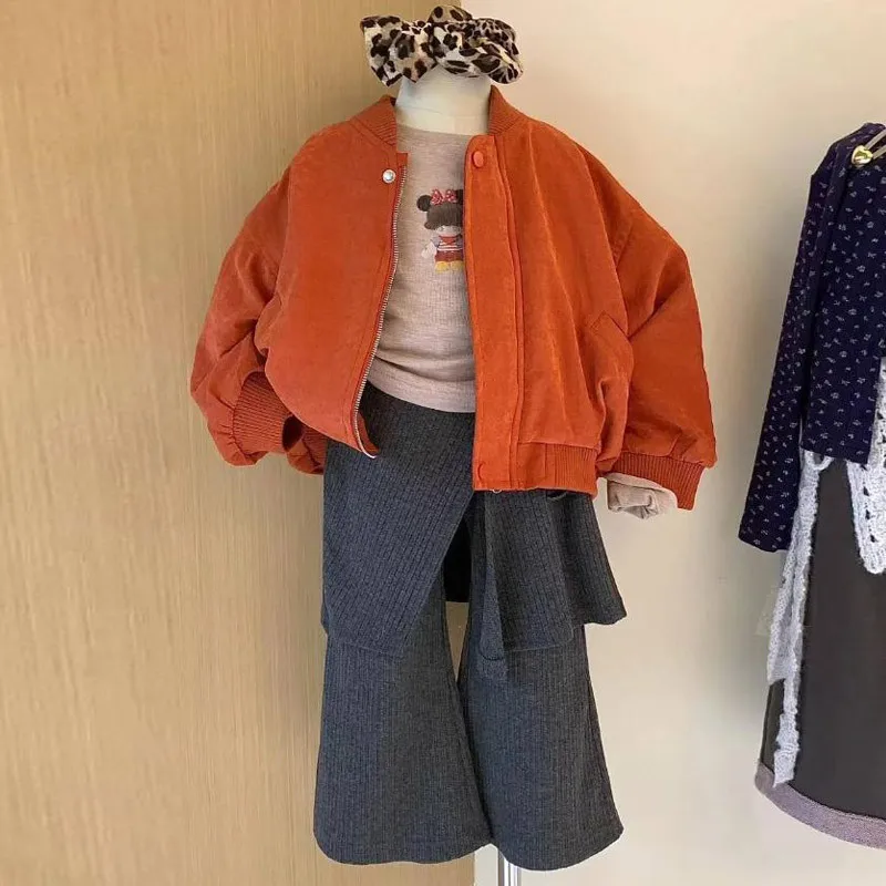 مجموعة جديدة للفتيات لعام 2025 طقم خريفي للأطفال من القطن الخالص مُزين بالزهور مكون من 3 قطع سروال بناتي فضفاض غير رسمي مقاوم للبعوض #3