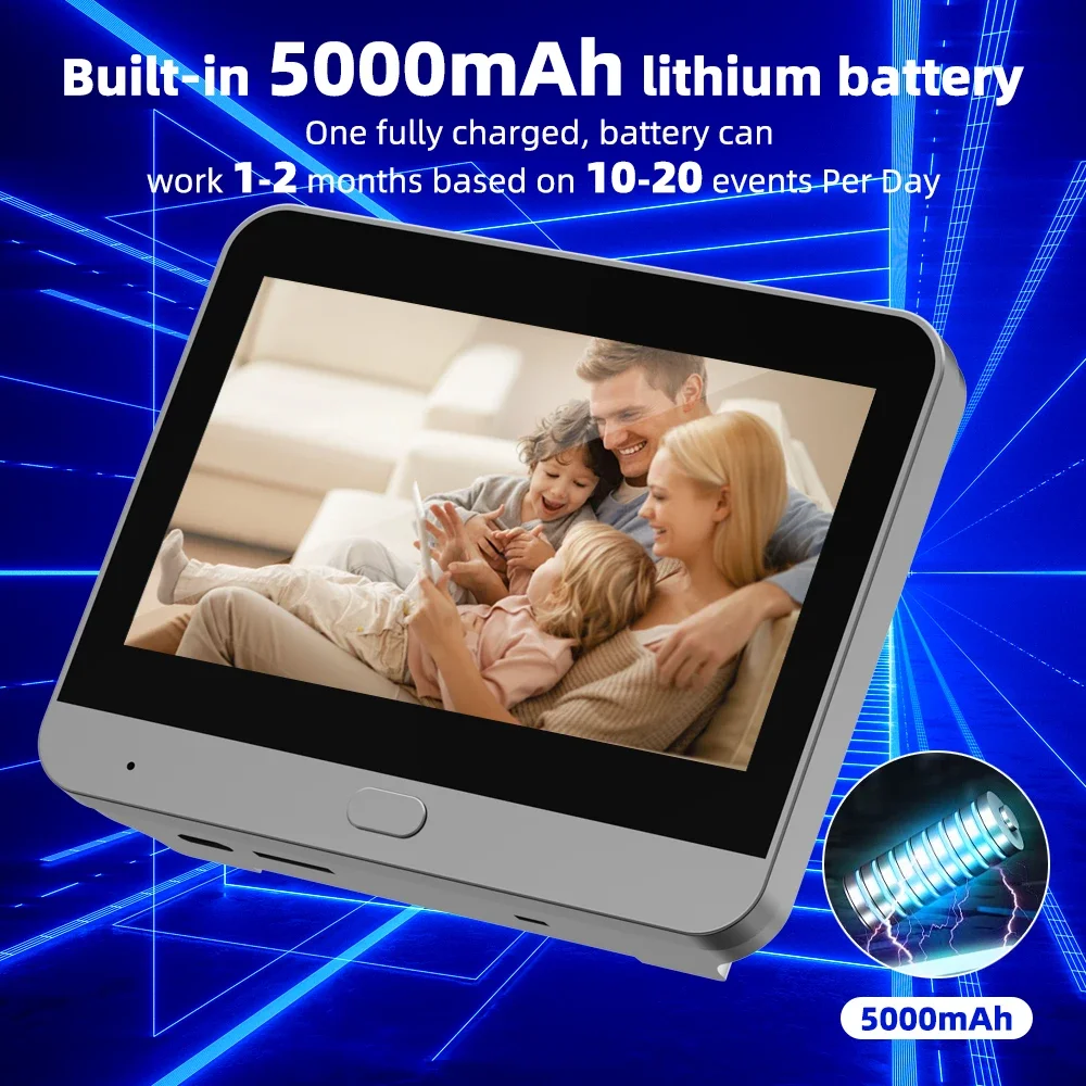 4.3 Inch 3MP Tuya Smart Life APP Batterij 2.4Ghz WiFi Audio Video Digitale Oog Deurbel Kijkgaatje Viewer PIR Camera Alexa Google