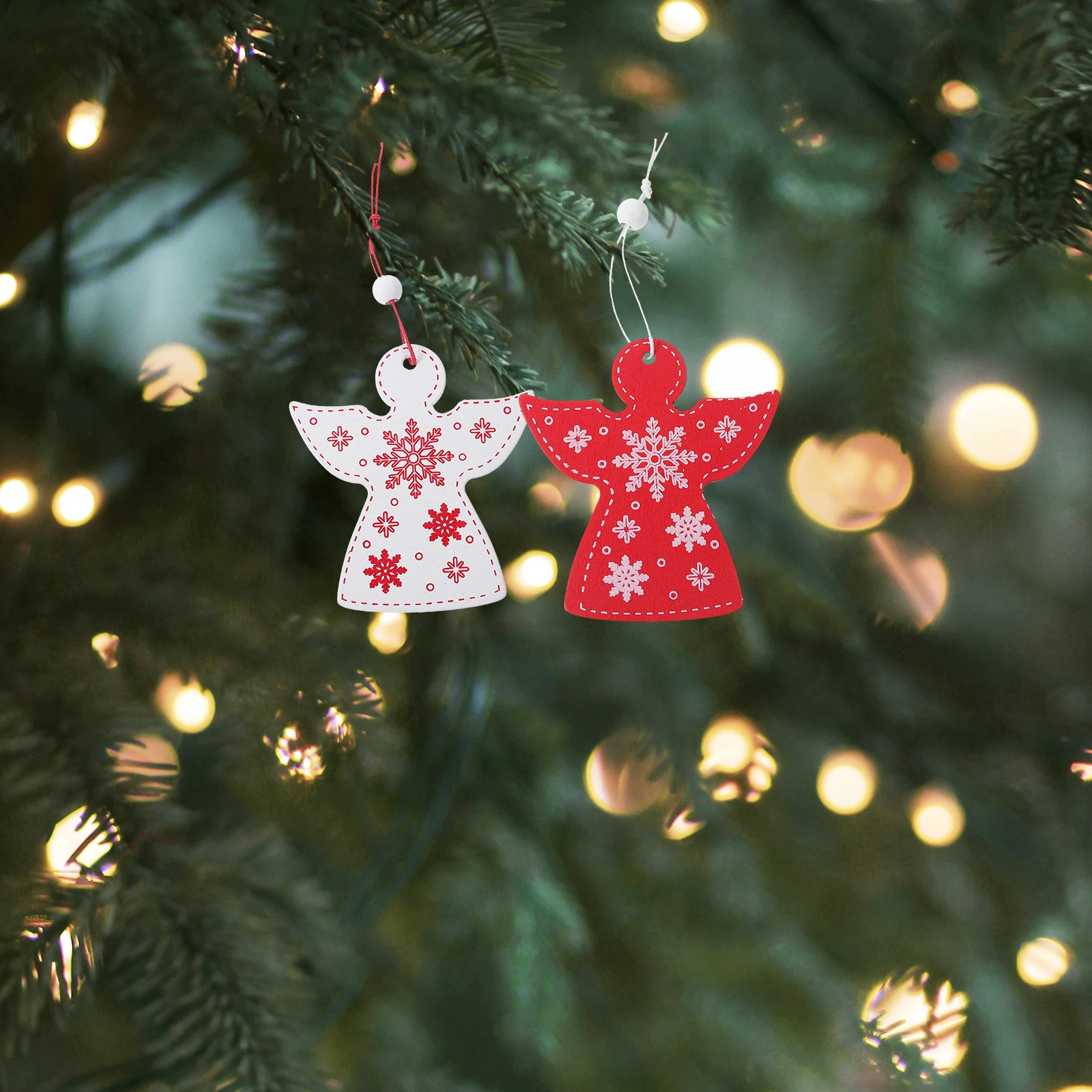 

20pcs Wooden Angel Pendant Christmas Decor Red 3# White 4# Xmas Tree naments Hanging Supplies Holiday Accessories Jewelry