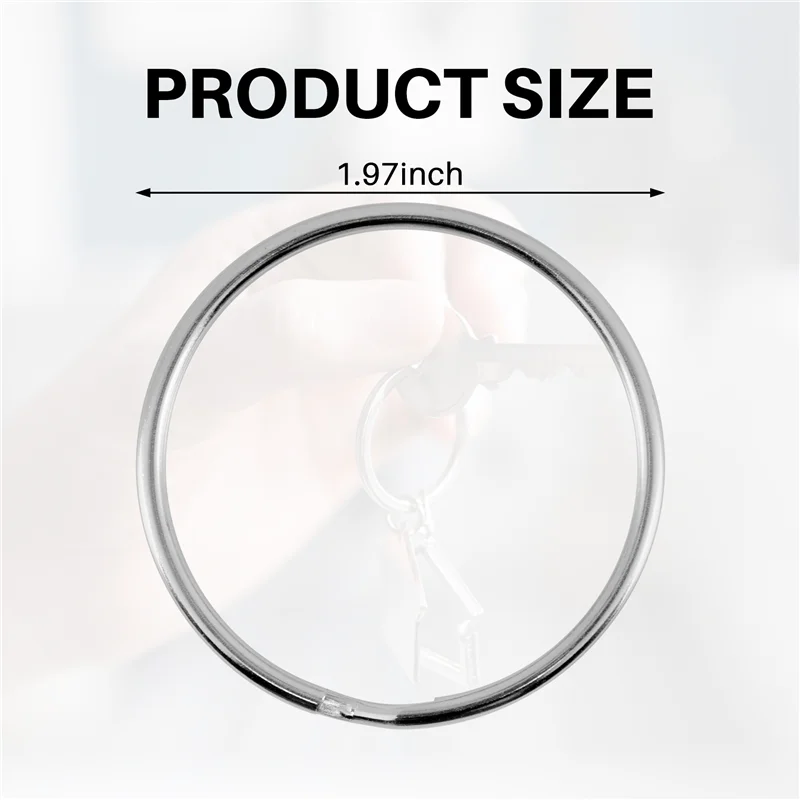 A23E-10X Quality 50Mm Keyring Split Ring Set Heavy Duty Large Nickel Key Loop Sprung Hoop