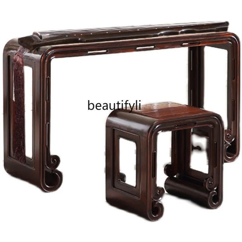 Rosewood Piano Table Solid Wood Elbow Stool Guzheng Table Antique Two-Piece Set Sandal Wood