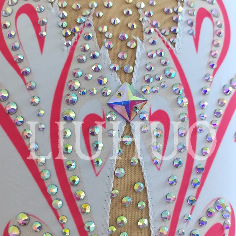Synchronized Swimming Suit With Rhinestones Swimsuit Girls Competition Suit White BD8173 - view 4
