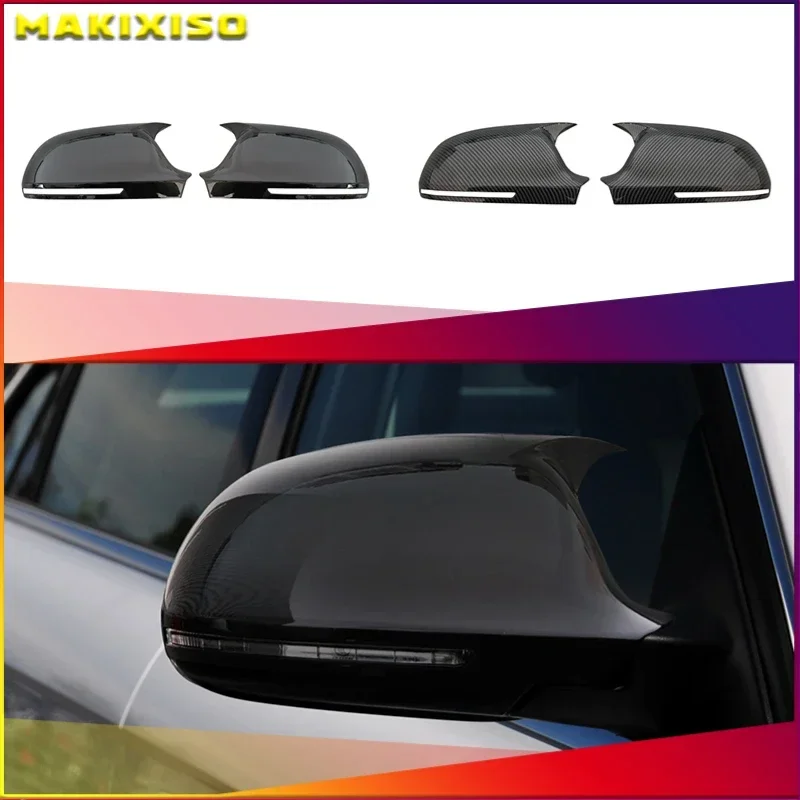 

For Audi A4 A5 B8 A3 8P A6 C6 Q3 ABS Carbon Fiber Glossy Black Style Replacement Side Door Rearview Mirror Covers