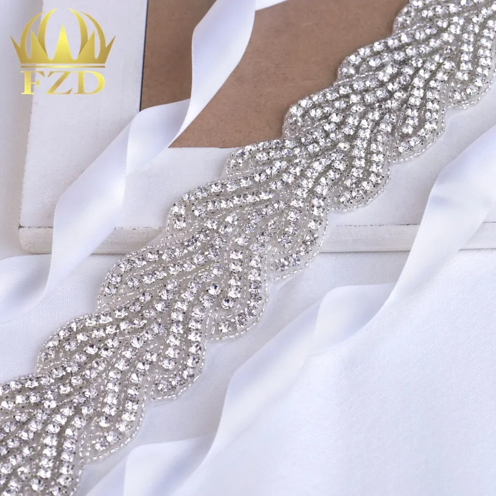 (10pieces) Wholesale 1 Yard Sewing On Hot Fix Sliver Beaded Crystal Rhinestone Applique and Trimming Bridal Dresses or Sash