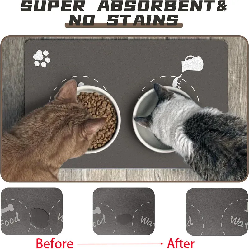 Pet Feeding Mat For Dogs Food Bowl Pad Drinking Feeding Placemat Quick Dry Waterproof Floor Mats For  Dog Cat  Feeder Bowl Pad