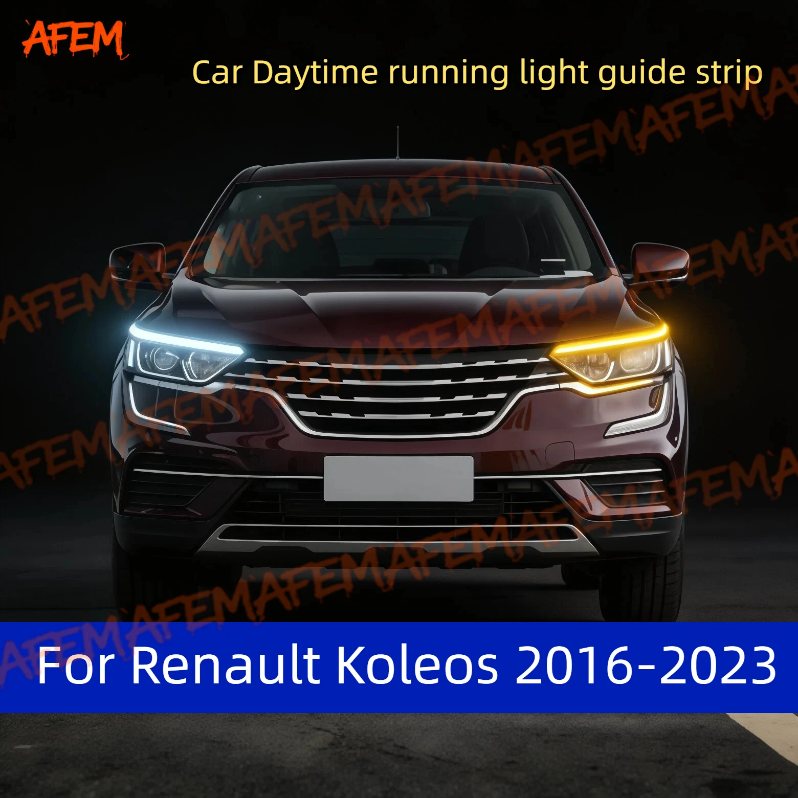 Für Renault Koleos 2016-2023 2 Stück 12V LED-Lichtleiterstreifen Scheinwerfer für Auto Tagfahrlicht Blinker DRL Auto-Modifikation