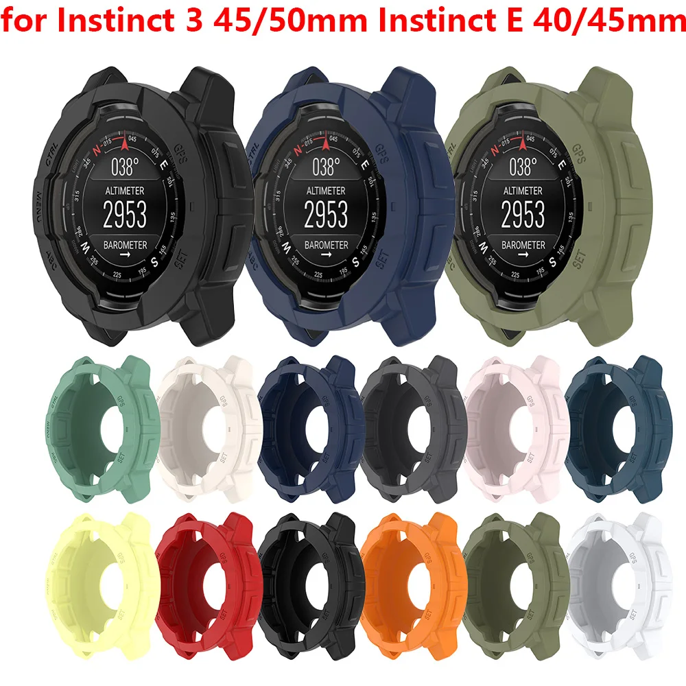 

for Garmin Instinct 3 45mm 50mm Protective Case Soft Silicone Half Cover for Instinct E 45/40mm Frame NO Screen Protector