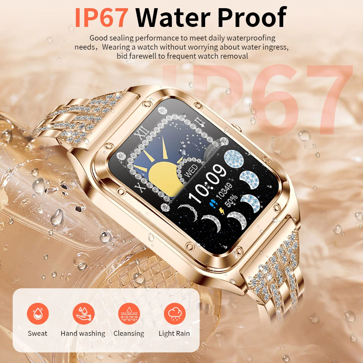 LIGE New Fashion Smart Watch Ladies Bluetooth Call Blood Pressure Sports Bracelet Waterproof DIY Custom Dial Smartwatch Women
