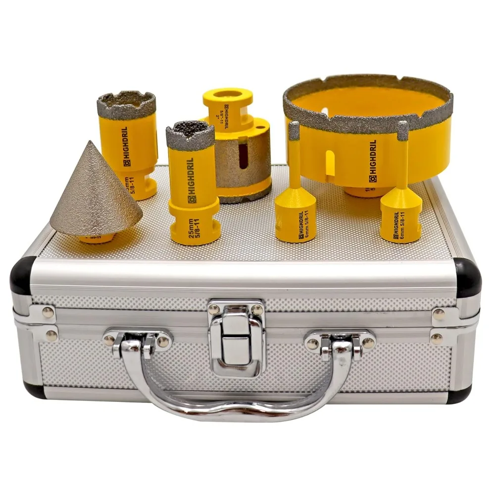 

Diamond Drill Bits Kit - 6/6/25/35/100mm/50mm Finger Bit+50mm Chamfer Bit with 5/8-11 Thread
