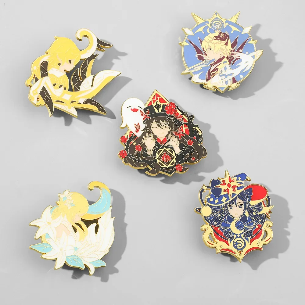 Anime Genshin Impact Yae Miko Yun Jin Pins Brooch Albedo Arataki Itto Gorou Shenhe Figure Enamel Badge Brooches Lapel Pin Gift