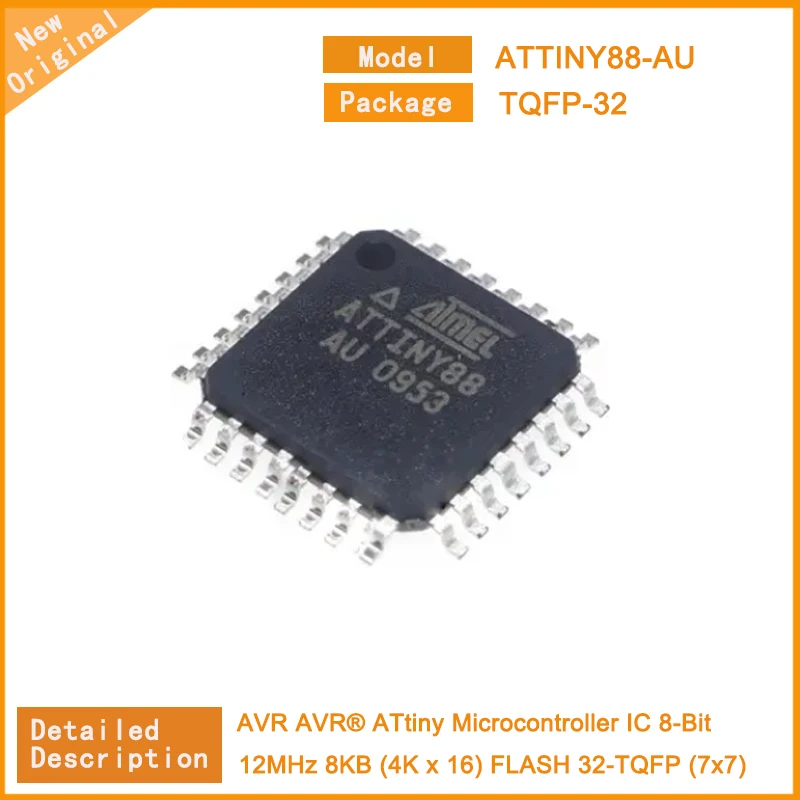 5Pcs/Lot   New Original   ATTINY88-AU  ATTINY88 Microcontroller IC 8-Bit 12MHz 8KB (4K x 16) FLASH 32-TQFP (7x7)