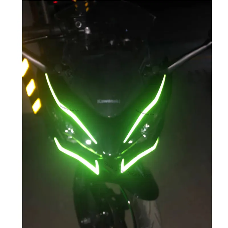 Motorcycle Reflective Cool Fairing Stripes Decal Sticker NINJA400 H2 H2SX Moto Headlight Decals Creative Ninja H2SX Accessories