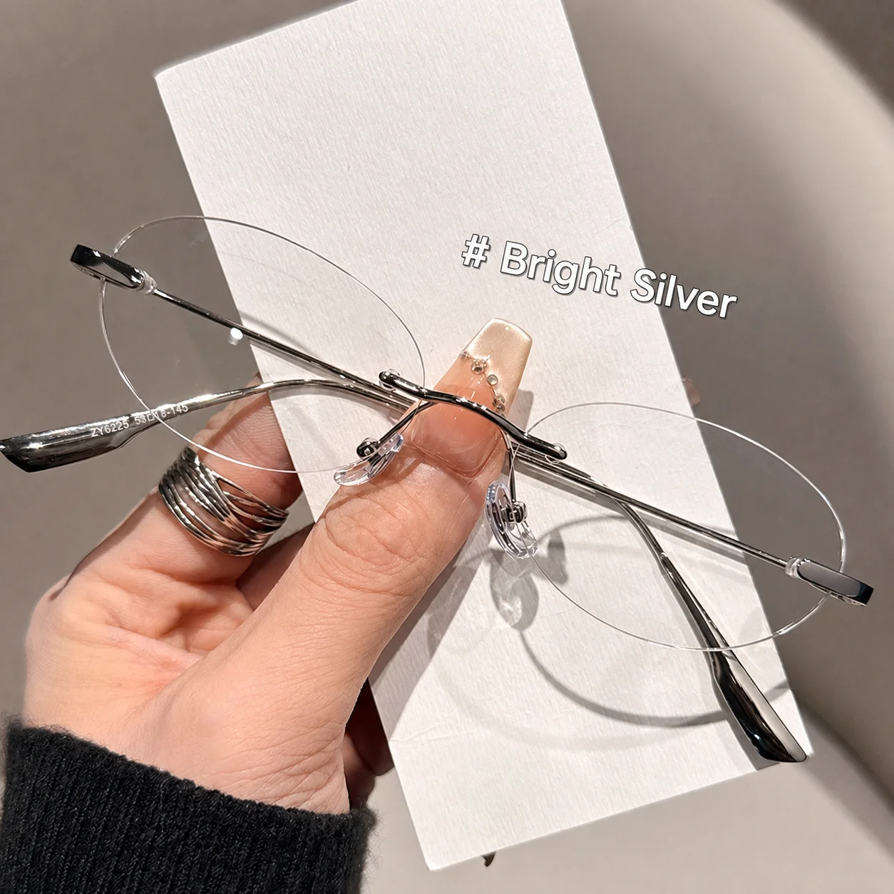 Wholesale Women 2026 Anti Blue Light Eyewear Rimless Oval Transparent Glasses Alloy Frame Transparent Lenses Decorative Eyepiece