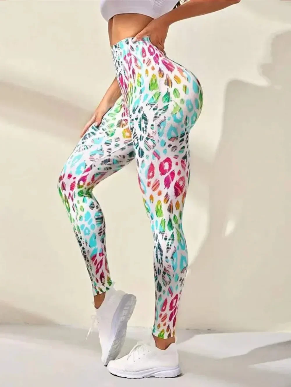 Women's High-Waist Seamless Yoga Leggings 3D Print Sports Fitness Stretch Push-Up Butt Training Jogging Gym Pants Casual