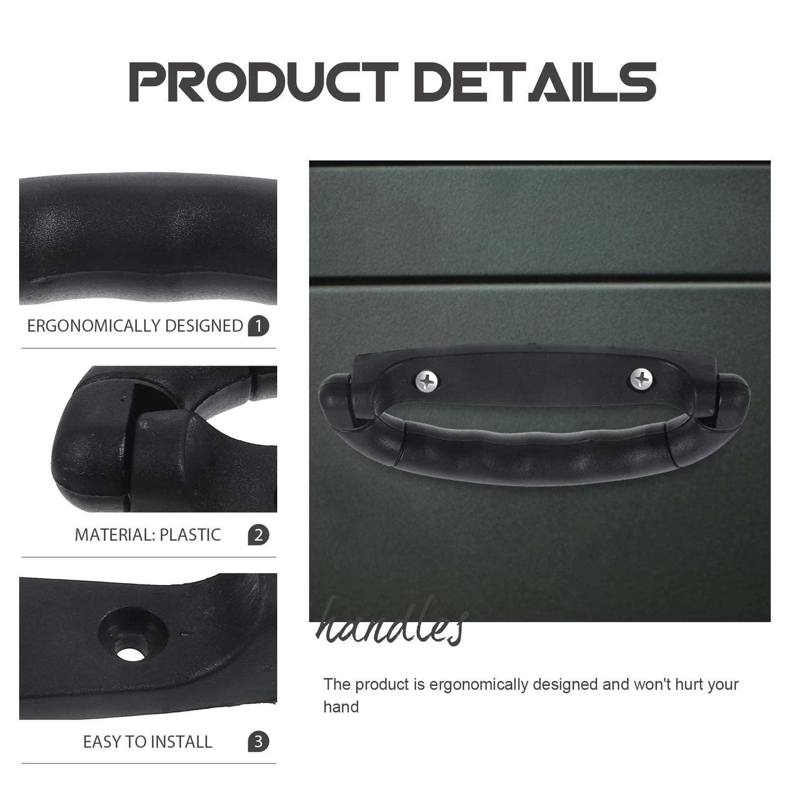 

3Pcs Black Folding Handle Plastic Material Durable Box Handle Suitable for Lithium Solar Panel Non-Slip