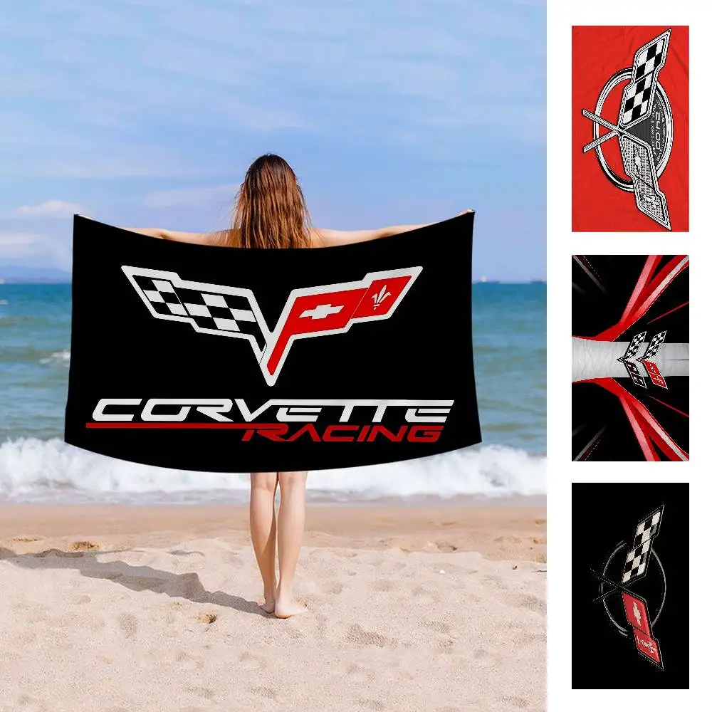 LOGO C-Corvette Microfiber Blanket Quick Drying Beach Towels Oversized Printing Super Absorbent Pool Towel Blanket