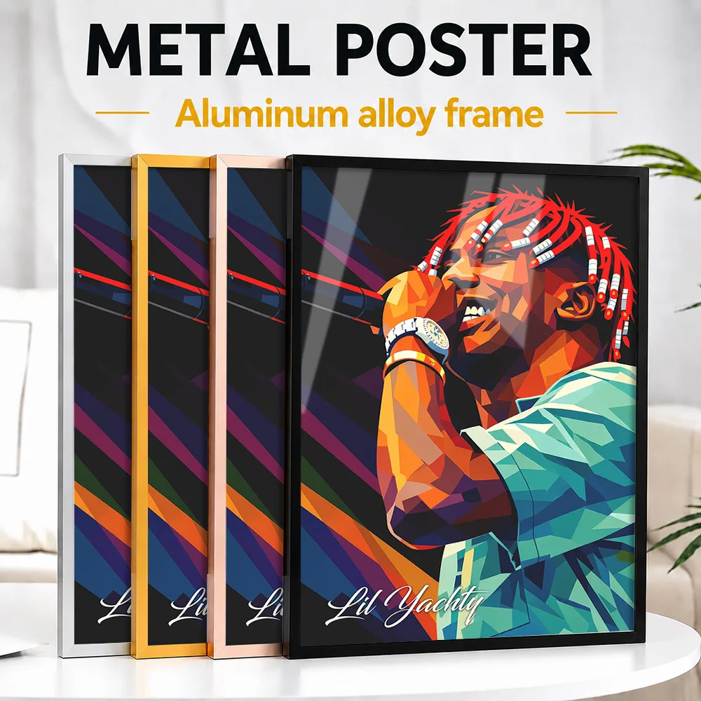 Lil Yachty Pop Portrait Framed Aluminum Metal Poster Customized Recording Tribute Wall Art For Singer Fans Decorating Music Room