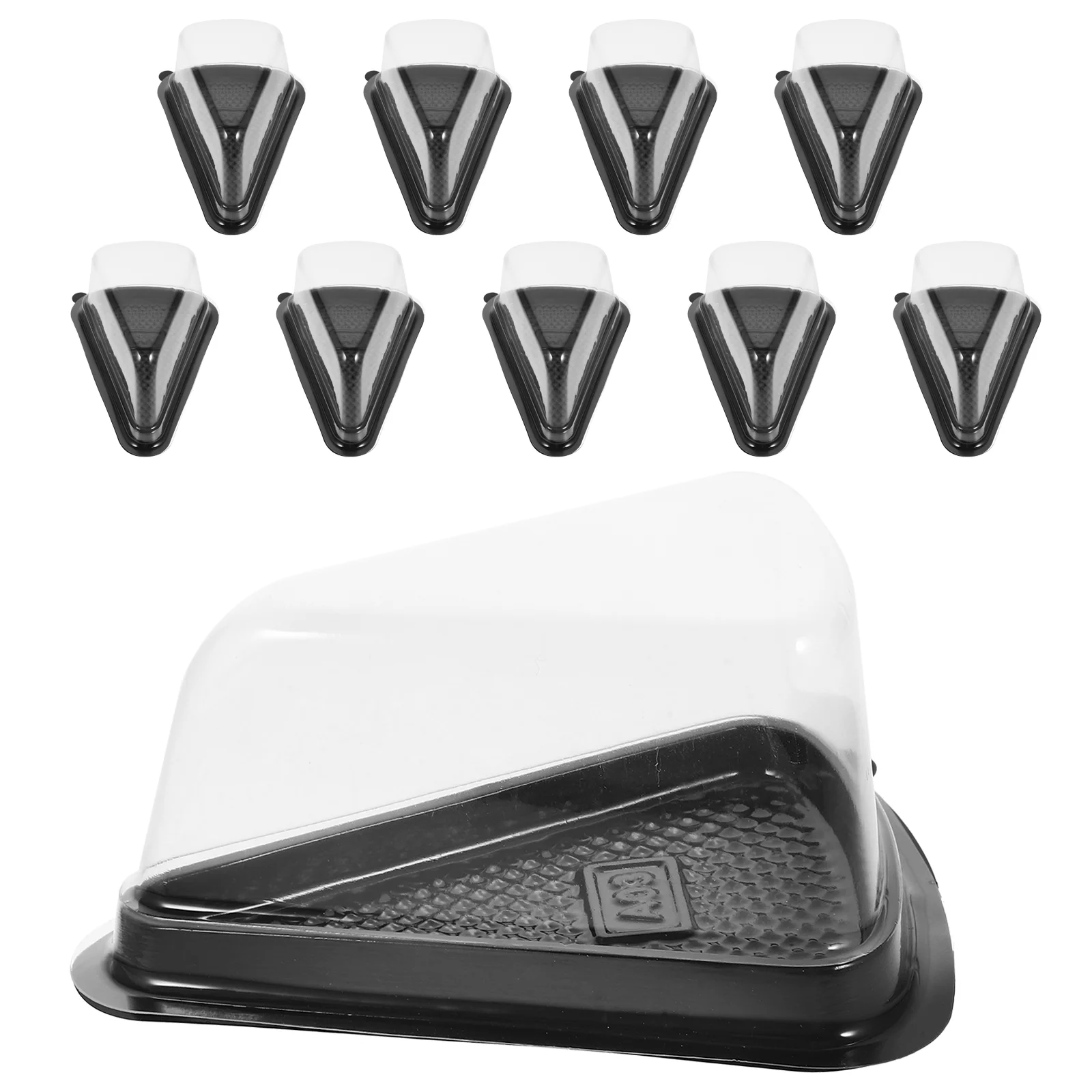 10PCS Triangle Cake Box Plastic Sandwich Packaging Cake Boxes Plastic Cake Packing Box Gift Bakery Cake Packaging (Black)