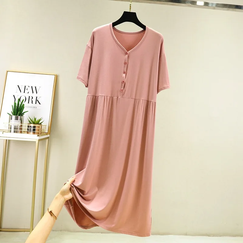 Nightgowns Short Sleeve Dresses Women's Clothing Homewear Summer Simple Comfortable Casual Breathable Fashionable Loose Large